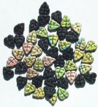 50 10x8mm Opaque Matte Black AB Leaf Beads